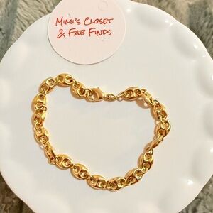 Fashion Jewelry Gold puffy Mariner Link Bracelet
